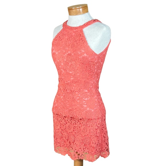 Lulus Women’s Coral Appliqué Lace Body Con Cocktail Wedding Guest Dress … - Picture 9 of 9